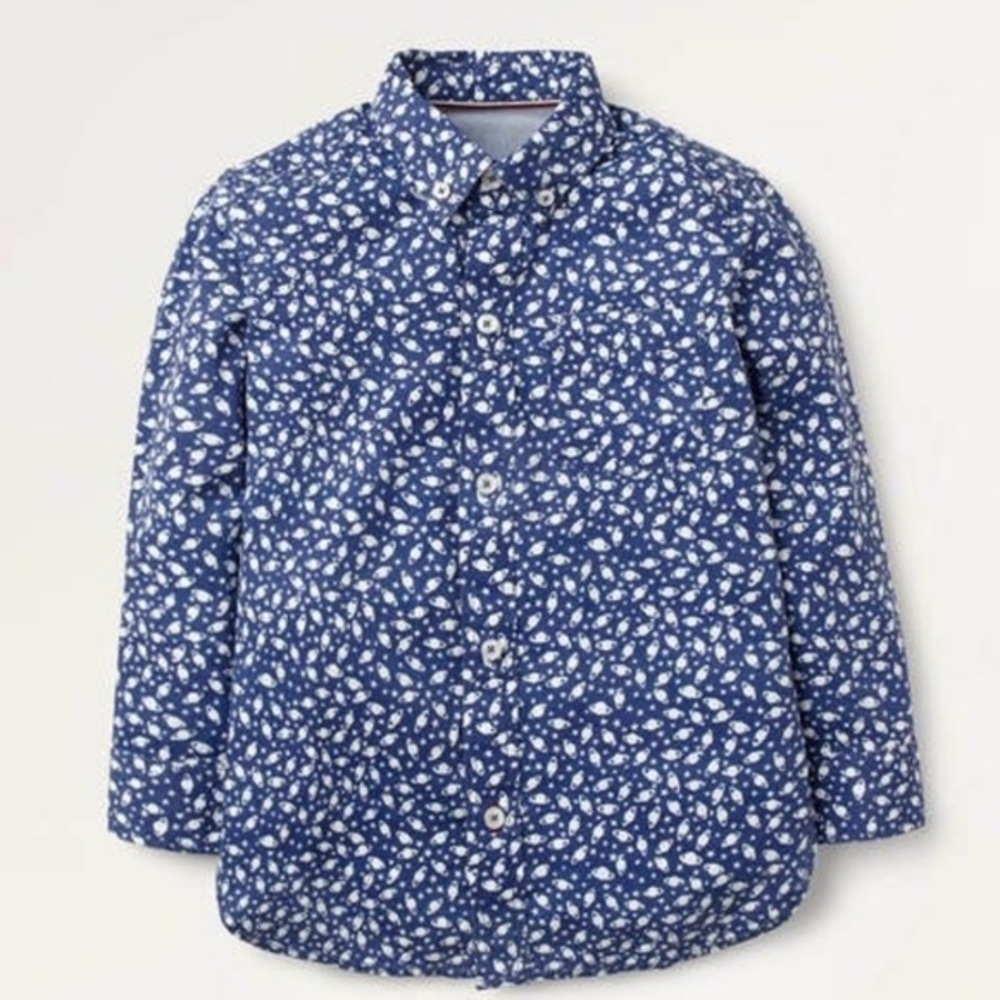 Mini Boden Space Print Party Shirt - College Navy Alien Space Boys 5/6Y